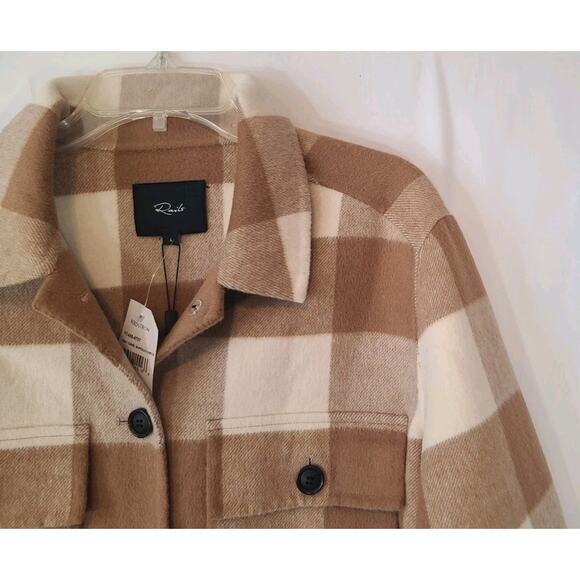 Rails Steffi Shirt Jacket Plaid Brown Cream Large New W/Tags - Picture 4 of 10